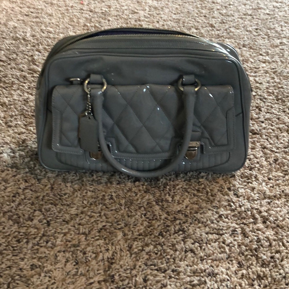 Coach gray patent leather purse